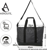 Aerolite 55x35x20cm 44L Lightweight Holdall, Hand Cabin Luggage Bag in Black set of 2 - Packed Direct UK