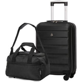 Aerolite (55x35x20cm) Lightweight ABS Hard Shell Travel Carry On Cabin Hand Luggage Suitcase + (40x20x25cm) Ryanair Maximum Sized Holdall Cabin Bag