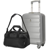 Aerolite (55x35x20cm) Lightweight ABS Hard Shell Travel Carry On Cabin Hand Luggage Suitcase + (40x20x25cm) Ryanair Maximum Sized Holdall Cabin Bag