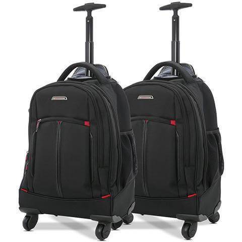 Aerolite (55x35x23cm) Executive 4 Wheel Mobile Trolley Backpack Business Hand Cabin Luggage (x2 Set) - Packed Direct UK