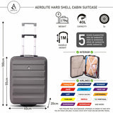 Aerolite (55x40x20cm) Ryanair Maximum Allowance 40L Lightweight Hard Shell Cabin Hand Luggage, Also Approved for easyJet, British Airways, Jet2 and More - Packed Direct UK