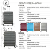 Aerolite Hard Shell Lightweight Suitcase Complete Luggage Set (Cabin 21" + Medium 25"+ Large 29" Hold Luggage Suitcase) - Packed Direct UK