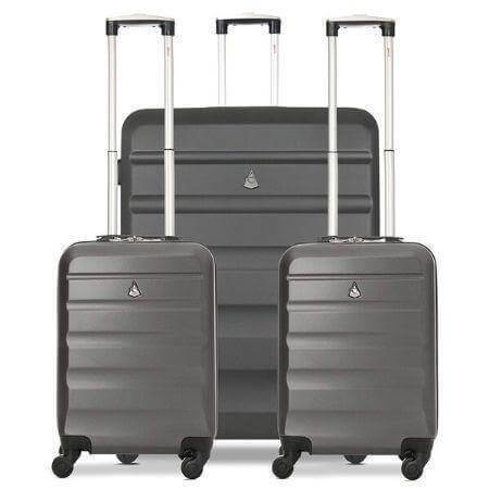 Aerolite Hard Shell Suitcase Luggage Travel Bundle (2 x Cabin Hand Luggage + 1 x Large Hold Luggage Suitcase) - Packed Direct UK