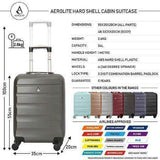 Aerolite Hard Shell Suitcase Luggage Travel Bundle (2 x Cabin Hand Luggage + 1 x Large Hold Luggage Suitcase) - Charcoal - Packed Direct UK