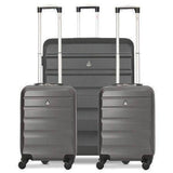 Aerolite Hard Shell Suitcase Luggage Travel Bundle (2 x Cabin Hand Luggage + 1 x Large Hold Luggage Suitcase) - Charcoal