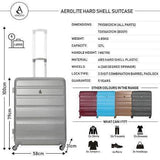 Aerolite Hard Shell Suitcase Luggage Travel Bundle (2 x Cabin Hand Luggage + 1 x Large Hold Luggage Suitcase) - Silver - Packed Direct UK