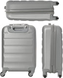 Aerolite Hard Shell Suitcase Luggage Travel Bundle (2 x Cabin Hand Luggage + 1 x Large Hold Luggage Suitcase) - Silver - Packed Direct UK
