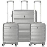 Aerolite Hard Shell Suitcase Luggage Travel Bundle (2 x Cabin Hand Luggage + 1 x Large Hold Luggage Suitcase) - Silver
