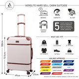 Aerolite Large Ultra Quiet 8 Wheel Stylish Classic Retro Vintage Style ABS Hard Shell Checked Check in Hold Luggage Suitcase with 4 Dual Hinomoto Wheels & TSA Lock, Cream - Packed Direct UK