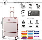 Aerolite Large Ultra Quiet 8 Wheel Stylish Classic Retro Vintage Style ABS Hard Shell Checked Check in Hold Luggage Suitcase with 4 Dual Hinomoto Wheels & TSA Lock, Cream - Packed Direct UK