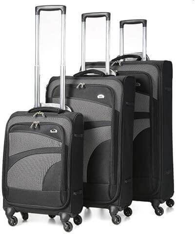 Aerolite Lightweight 4 Wheel 3 Piece Suitcase Luggage Set, Hand Cabin Luggage + Large Hold + XL Extra Large Hold Luggage Suitcase Set, Black Grey - Packed Direct UK