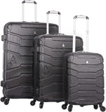 Aerolite Lightweight 4 Wheel ABS Hard Shell 3 Piece Travel Spinner Luggage Suitcase - Packed Direct UK