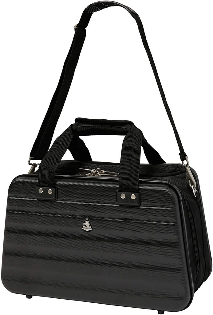Aerolite Lightweight 4 Wheel ABS Hard Shell 4 Piece Lugagge Suitcase Set, 21" Cabin + 25" + 29" + 40x20x25cm Hand Cabin Shoulder Flight Bag Black + Black - Packed Direct UK