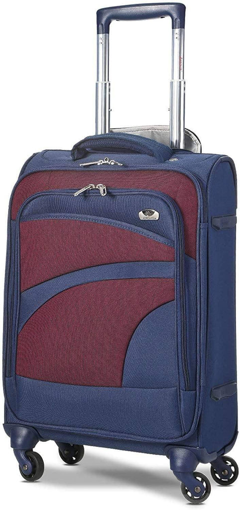 Aerolite Lightweight 55cm 4 Wheel Travel Carry On Hand Cabin Luggage Suitcase Approved for easyJet British Airways Ryanair and More, Navy Blue Plum Purple - Packed Direct UK