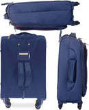 Aerolite Lightweight 55cm 4 Wheel Travel Carry On Hand Cabin Luggage Suitcase Approved for easyJet British Airways Ryanair and More, Navy Blue Plum Purple - Packed Direct UK