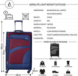 Aerolite Lightweight 55cm 4 Wheel Travel Carry On Hand Cabin Luggage Suitcase Navy Blue Plum Approved for easyJet British Airways Ryanair and More - Packed Direct UK