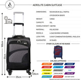 Aerolite Lightweight 55cm 4 Wheel Travel Carry On Hand Cabin Luggage Suitcase Navy Blue Plum Approved for easyJet British Airways Ryanair and More - Packed Direct UK