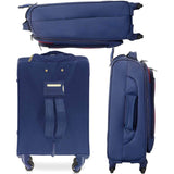 Aerolite Lightweight 55cm 4 Wheel Travel Carry On Hand Cabin Luggage Suitcase Navy Blue Plum Approved for easyJet British Airways Ryanair and More