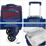 Aerolite Lightweight 55cm 4 Wheel Travel Carry On Hand Cabin Luggage Suitcase Navy Blue Plum Approved for easyJet British Airways Ryanair and More - Packed Direct UK