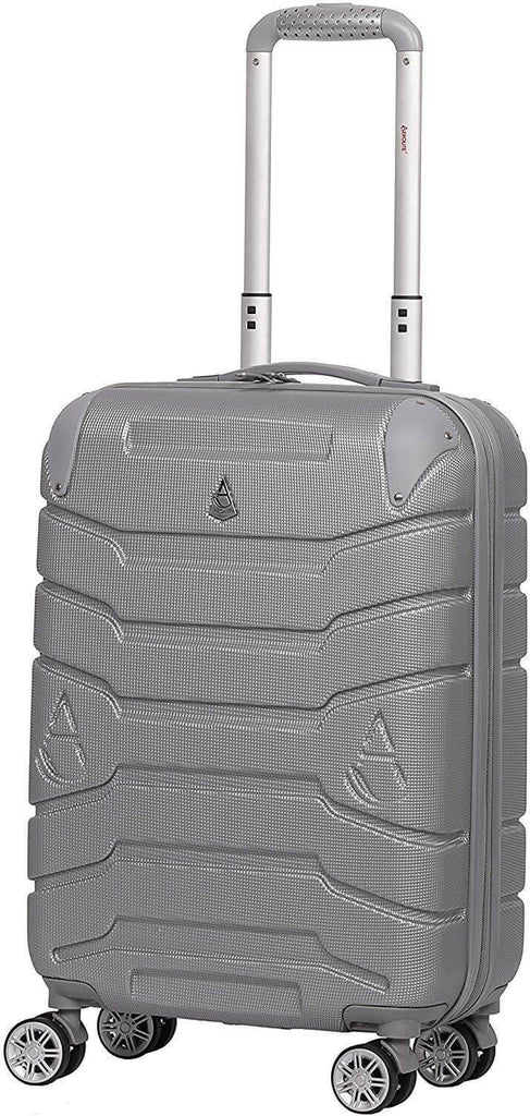 Aerolite Lightweight ABS Hard Shell Carry On Hand Cabin Luggage Suitcase with 8 Wheels 55x35x20, Approved for Ryanair, easyJet, BA and More - Silver - Packed Direct UK