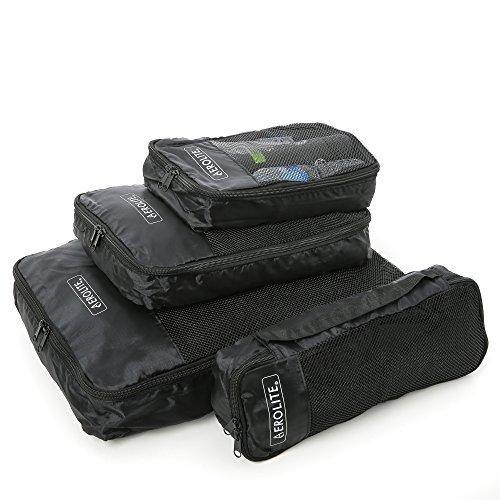 Aerolite Luggage Packing Cubes Travel Organiser 4 Piece Set - Packed Direct UK