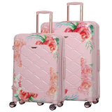 Aerolite Premium Hard Shell Hand Luggage Set (Cabin + Large) - Floral Pink - Packed Direct UK