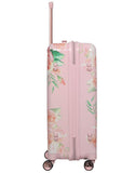 Aerolite Premium Hard Shell Hand Luggage Set (Cabin + Medium) - Floral Pink - Packed Direct UK