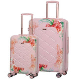 Aerolite Premium Hard Shell Hand Luggage Set (Cabin + Medium) - Floral Pink - Packed Direct UK