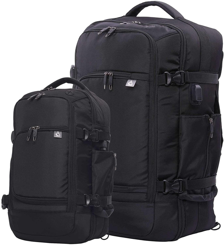 Aerolite Rucksack Set - 55x35x20cm 39L Luggage Backpack, Fits 15" Laptop + 40x20x25 Ryanair Max Size Rucksack Shoulder Flight Bag - Packed Direct UK