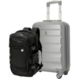 Aerolite Ryanair Max Cabin Luggage Bundle - 55x35x20cm ABS Hard Shell Carry On Suitcase for Priority Boarding + 40x20x25 Hand Luggage Backpack Holdall Charcoal