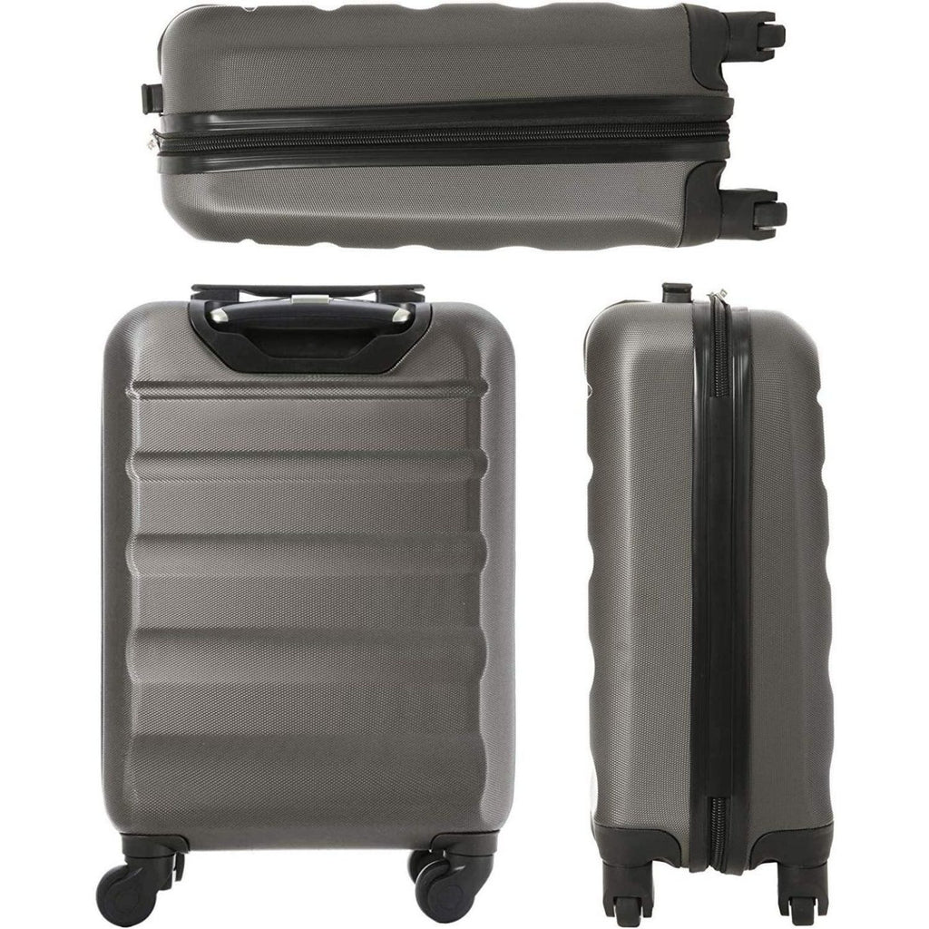 Aerolite Ryanair Max Cabin Luggage Bundle - 55x35x20cm ABS Hard Shell Carry On Suitcase for Priority Boarding + 40x20x25 Hand Luggage Backpack Holdall Charcoal