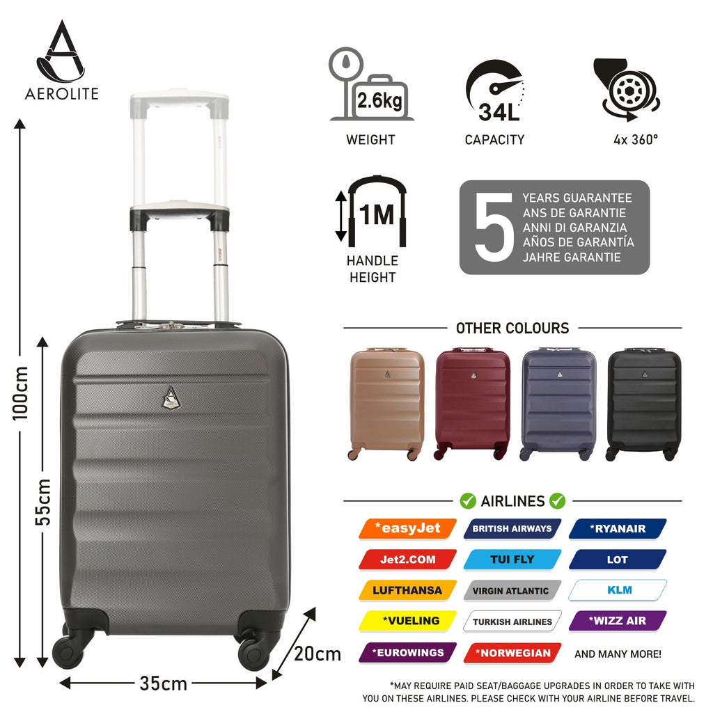 Aerolite Ryanair 40x20x25 Max Size Holdall Cabin Luggage Flight Bag Set