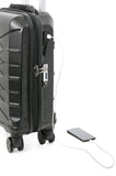 Aerolite Smart Suitcase with USB Phone Charger Port, Bluetooth & Parking Break - ABS Hard Shell 8 Wheel Carry On Hand Cabin Luggage for iOS & Android, Black - Packed Direct UK