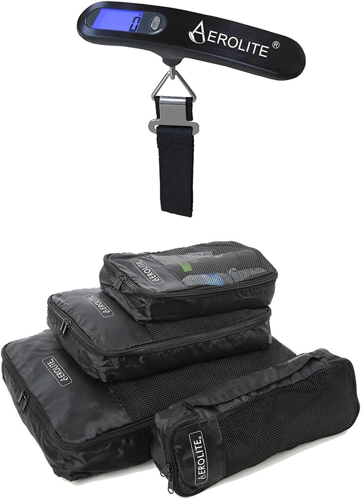 Aerolite Travel Accessories Bundle: Luggage Scales & 4 Piece Packing Cubes - Packed Direct UK