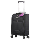 Aerolite Ultra Lightweight 8 Wheel Travel Trolley Carry On Hand Cabin Luggage Suitcase, Approved for Ryanair, easyJet, British Airways, Flybe, Wizz Air and Many More - Black - Packed Direct UK
