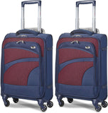 Aerolite Ultra Lightweight Carry On Hand Cabin Luggage Suitcase Travel Trolley 4 Wheel Spinner (Blue/Plum, Set of 2) - Packed Direct UK