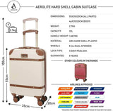 Aerolite Vintage Classic (55x35x20cm) Lightweight Hard Shell Cabin Hand Luggage - Packed Direct UK