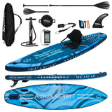 Aqua Spirit Barracuda 10'6 Stand up Paddle Board Inflatable SUP Barracuda Blue with Kayak Seat & Kit - Packed Direct UK