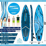 Aqua Spirit Barracuda 10'6 Stand up Paddle Board Inflatable SUP Barracuda Blue with Kayak Seat & Kit - Packed Direct UK