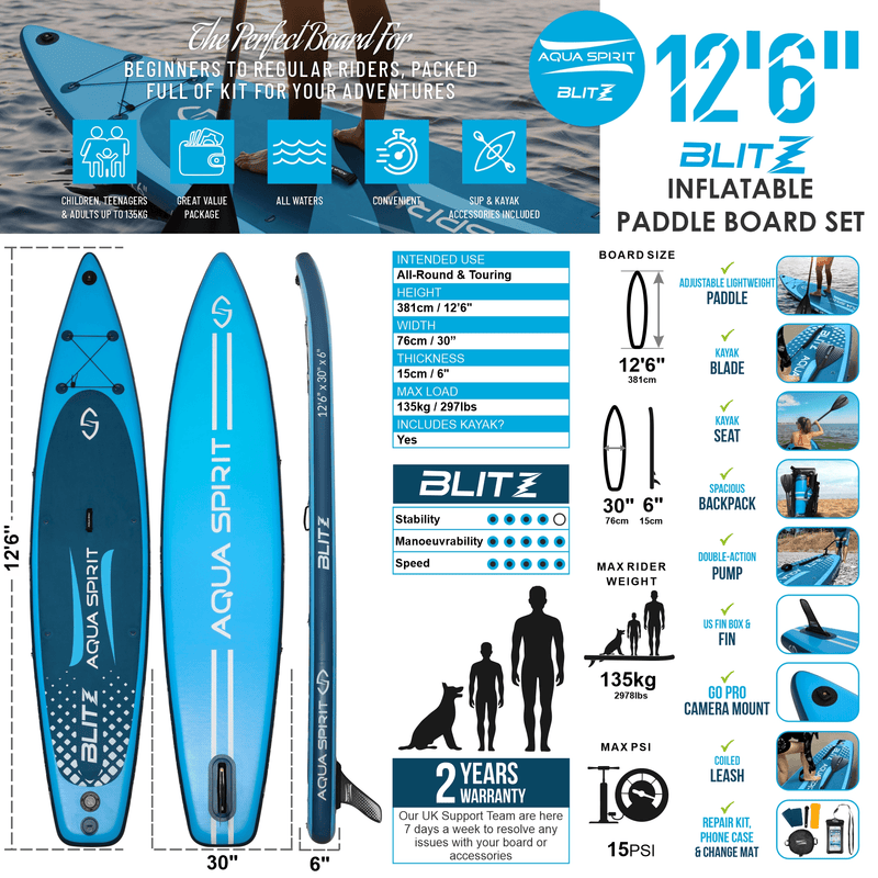 Aqua Spirit iSUP Inflatable Stand up Paddle Board Packed Direct UK