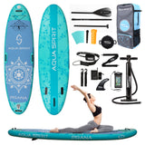 Aqua Spirit Prana 10′8FT Yoga Water AquaFitness Stand Up Paddle Board Kit, 6