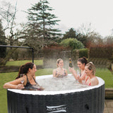 Aqua Spirit Self-Inflating Inflatable Quick Heating Indoor & Outdoor Round Hot Tub Spa Bubble Jacuzzi with Cover & Ground Sheet, Up to 6 Persons, Black & White - Packed Direct UK