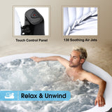 Aqua Spirit Self-Inflating Inflatable Quick Heating Indoor & Outdoor Round Hot Tub Spa Bubble Jacuzzi with Cover & Ground Sheet, Up to 6 Persons, Black & White - Packed Direct UK