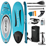 Aqua Spirit Splash Inflatable Stand Up SUP 9’x31”x6” Beginners Paddle Board For Kids/ Small Adults With Accessories, Paddle, Pump, Back Pack, Leash, Repair Kit, 2 Year Warranty