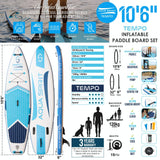 AQUA SPIRIT Tempo 10'/10'6 iSUP Inflatable Stand up Paddle Board for Adult Beginners/Intermediate with Backpack, Leash, Paddle, Changing Mat & Waterproof Phone Case - Packed Direct UK