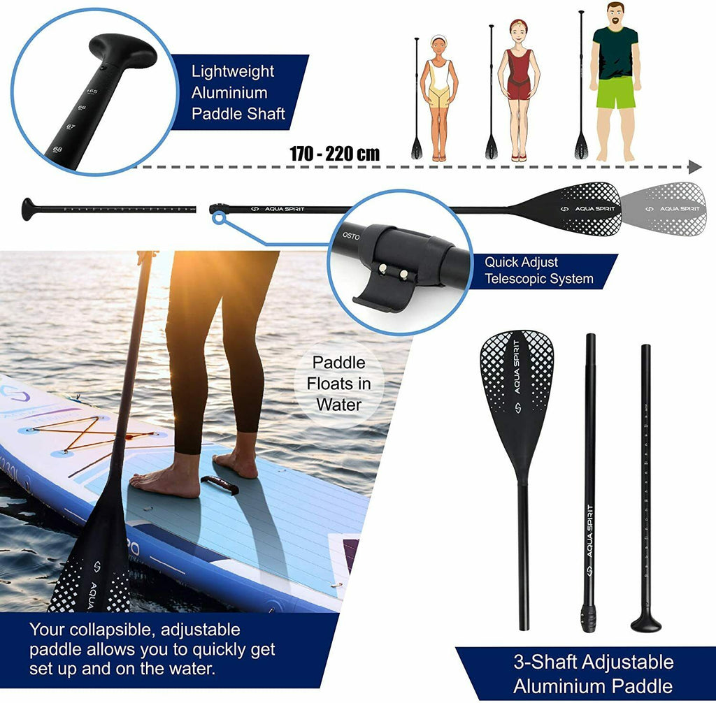 Aqua Spirit Tempo Blue 10FT iSUP Inflatable Stand up Paddle Board & Accessories - Packed Direct UK