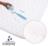 Baby Joy 100% Cotton Waterproof Cot Bed Fitted Sheets 1x Quilted and 1x Plain Jersey Sheet, White, 120x60cm (Large) - Packed Direct UK