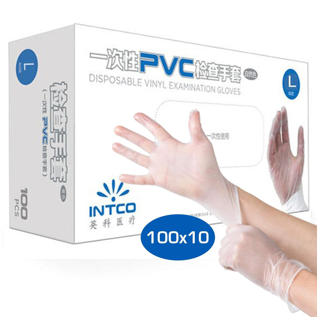 Clear Disposable Vinyl Medical Examination Gloves AQL 1.5 Powder & Latex Free (1000,Large) - Packed Direct UK