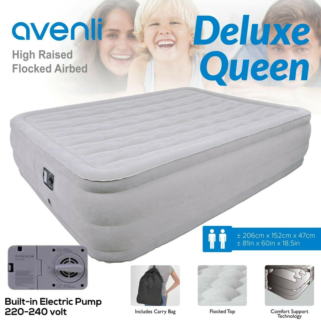 Deluxe Queen Size Self Inflating Inflatable AirBed Mattress with Built In Pump - Packed Direct UK