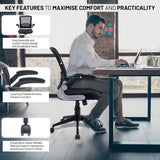 Ergonomic Mesh Office Desk Operator Chair Swivel PC Computer Office Chairs with Arms and Back Support for Home & Office Use for Adults Black - Packed Direct UK